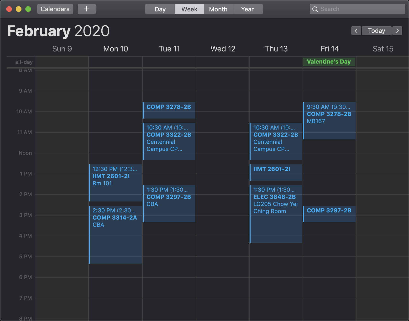 Calendar Weekly